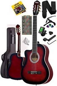 Resim Midex MGX-101RD Üst Kalite SOLAK Klasik Gitar Kırmızı Sap Ayarlı 4/4 Yetişkin 