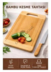 Resim Bambu Kesme Tahtası Saplı, Dayanıklı Ve Doğal 34x24 Bambu 