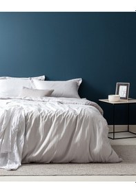 Resim Madame Coco Elicia Çift Kişilik %100 Pamuk Çizgili Saten Nevresim Takımı - Açık Gri 8684427187302 Gri 