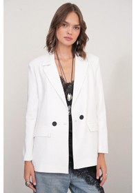 Resim Mixray 4516 Kadın Bezayağı Blazer Ceket Ekru 