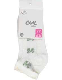 Resim Civil Girls Kanaviçe 3'lü 2-12 Yaş Kız Çocuk Patik Çorap - Standart / 2-3 Yaş 