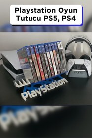 Resim Genç 3D PlayStation Oyun Standı | PS5 & PS4 Oyun Kutusu Düzenleyici | Masa ve Raf Organizer 
