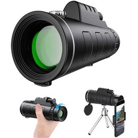 Resim Monoküler Teleskop, 40x60 Yüksek Güçlü Hd Monocular Akıllı Telefon Tutucusu Ve Tripod Kırmızı 