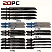 Resim 20 adet Yüksek Karbon Çelik Jig Saw Bıçağı Seti - Çeşitli, Ahşap, Plastik ve Metal için Hızlı Kesim, Çoğu Jig Saw ile Uyumlu 