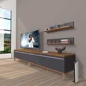 Resim Decoraktiv Eko 220t Mdf Krom Ayaklı Tv Ünitesi Tv Sehpası - Ceviz - Antrasit 