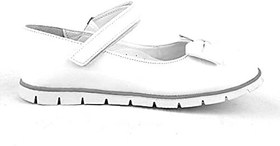 Resim Beyaz Rugan Fiyonklu Cırtlı Kız Çocuk Babet 