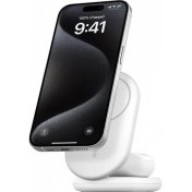 Resim Belkin Qi2 15W ile 2si 1 Arada Manyetik Katlanabilir Kablosuz Şarj Cihazı Beyaz WIZ028VFWH 