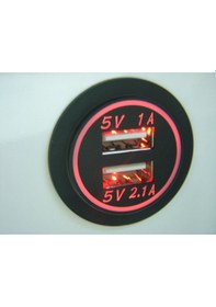 Resim 12-32 Volt Araç Çift Port Usb Şarj Yeşil Işık 