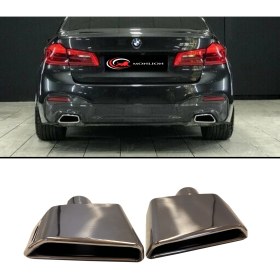 Resim Bmw G30 5 Serisi (2017-2023)PASLANMAZ Çelik Egzoz Ucu Seti–sağ&sol Krom Kaplama Kaynak Montajlı 