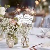 Resim 50 Adet Kişiselleştirilmiş Düğün Sparkler Etiketi - Özel Gelin & Damat İsimleri, Tarihler, Mesajlar - Şık Düğün Partisi Dekorasyonu için Sparkle Ayrılık Hediyesi Etiketleri - Havai Fişek ve Mum Işıklı Süslemelerle Uyumlu - Düğün Planlayıcı Temel Malzemeleri 