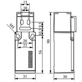 Resim EMAS L5k23lum321 Kıvrık Metal Anahtarlı Emniyet Güvenlik Sivici Ani Hareketli, 1 Nk+1 Na 2 Kutuplu 