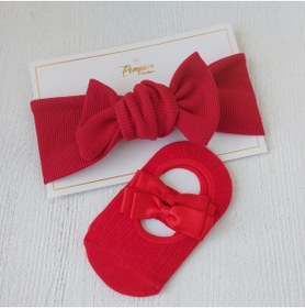 Resim pempem bandana Kız Bebek Bandana Çorap Takim 