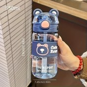 Resim 550ml/650ml Sevimli Ayı Karikatür Taşınabilir Pipetli Su Şişesi - Sızdırmaz, Tek Dokunuşla Açılan Kapak, Taşıma Sapı ile Dayanıklı PC Malzeme, Yaz İçecekleri, Açık Hava Sporları, Seyahat ve Hediyeler için Mükemmel, Açık Hava Hidrasyon | Oynak Tasarım | Sızdırmaz Kapak, Su Şişesi 