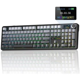 Resim Aula F108 Pro Ekranlı Mekanik Klavye Nimbus Switch Rgb Hot Swap 8000mah Makrolu Oyuncu Klavyesi Gri 