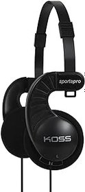 Resim Koss SportaPro Kulak Üstü Stereo Kulaklık, 3,5 mm Fiş, Hafif, Benzersiz Katlanır Tasarım, Siyah 
