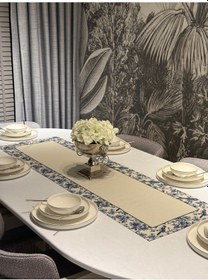 Resim Keten 6 Lı Pamira Desen 6 Amerikan Servis & 1 Runner 6 Peçete Çok Renkli 