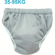 Resim Gençler & Yetişkinler için Yıkanabilir Bez Bebek Bezi (35-95kg) - Sızdırmaz, Nefes Alabilir, 4 Katmanlı Kasık Koruma ile Yeniden Kullanılabilir, Polyester, Gri - Gençler & Yetişkinler için Mükemmel Hediye 