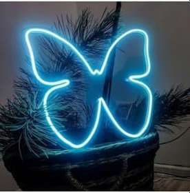 Resim Büyük Kelebek Neon Led Tabela Mavi 58x55 cm, klbka851 