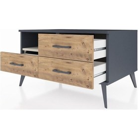 Resim Kronos Şifonyer Tek Raflı 3 Çekmeceli 88x59x48 Antrasit-aytaşı/çam Aytaşı/çam 