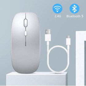 Resim Sneezy Samsung Tablet Şarj Edilebilir Sessiz Mouse Bluetooth + 2.4Hz Wifi Kablosuz Mouse Fare 