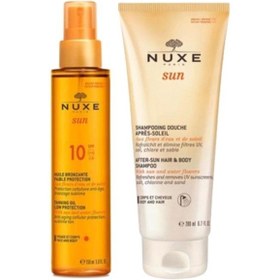 Resim Nuxe Bronzlaştırıcı Vücut Yağı SPF10 150 ML + Şampuan 200 ML 