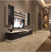 Resim Decoraktiv Trendstyle 5ds Mdf Tv Ünitesi Tv Sehpası - Beyaz - Siyah Mermer 