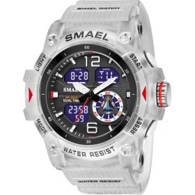 Resim Hanyang Beyaz Smael Spor Izle Erkekler Alarm Kronograf Saat Kronometre LED Tarih-Gün Ikili Zaman Dilimi Su Geçirmez 5bar Askeri Erkek Saatleri 8007 (Yurt Dışından) 