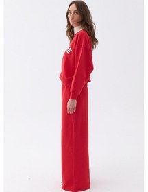 Resim Nocturne Oversize Midi Kadın Pantolon - Günlük Rahatlık Kırmızı 