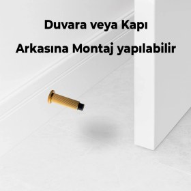 Resim Kapı Stoperi Tamponu Çizgili Altın Vidalı Metal Tutacağı Tutucu Kapı Arkası Duvar Kolu Stopu Takozu 