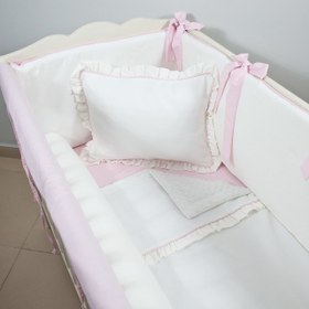 Resim Ekru - Pembe Full Bebek Uyku Seti - Sosis Bumper / 80x140 