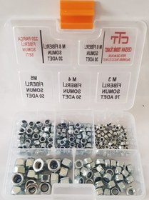 Resim Fiberli Somun Seti 220 Parça Organizer Kutulu 