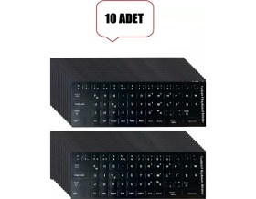 Resim Derwell 10 Adet Türkçe F Klavye Etiketi Laptop Pc Sticker Kaliteli Pvckeyboard Sticker Pvc Harf Çıkartmaları 