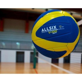 Resim ALLSIZ10 Allsix V100 Soft Sarı Lacivert Voleybol Topu 200 220gr Yeni Seri 