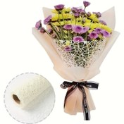 Resim 1 Rulo - Kore Jakarlı Oyma Çiçekli Hediye Kağıdı, 27.94cm x 274.32cm, Dayanıklı Polyester, Buketler, Hediyeler & Düğün Dekorasyonu için Mükemmel, Beyaz, Pembe, Yeşil, Siyah Renklerde Mevcut, Buket Hediye Kağıdı 