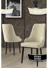 Resim Canisa Trex Serisi 1.sınıf Babyface Kumaş Siyah Metal Ayak 8 Adet Krem Sandalye Sandalye Krem Ayaklar Siyah 