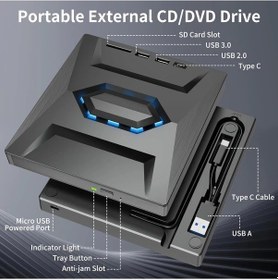 Resim Challenger Hepsi Bir Arada Taşınabilir Usb 3.0 Type-c Cd/dvd Rw Sd Kart Okuyucu Optik Sürücü 