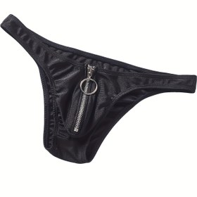 Resim 1 Adet Erkekler İçin Düşük Bel Nefes Alabilen Bikini Külot - Metal Fermuarlı Seksi Kırmızı Tam Kaplama Üçgen Külot, Esnek Rahat Kesim & Pürüzsüz Dokulu Spor Salonu, Yüzme ve Günlük Kullanım İçin - Elde Yıkanabilir Erkek Moda İç Çamaşırı, Mayo Temel Parça, Şık Tasarım, Dayanıklı Yapı, Aktif Erkeklere Özel 