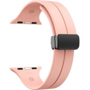 Resim Sones Düz Renk Manyetik Toka Silikon Watch Band iOS Uyumlu Watch Ultra 49mm/seri 8-7 45mm/se 2-6-se-5-4 44mm 