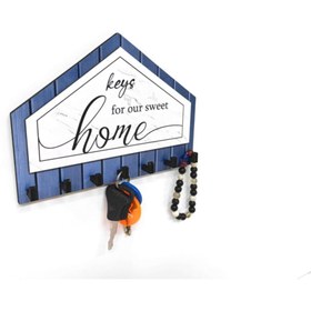 Resim CajuArt Dekoratif Üçgen Ahşap Desenli Keys For Home Anahtarlık 