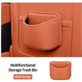 Resim Xuweiwei Ideal Orange Stylish Araç Depolama Kutusu 1 Adet Çok Fonksiyonlu Çöp Kutusu Bardaklık 