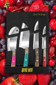 Resim bha Yatağan Çeyiz Seti 4'lü Salata Soğan Sebze Bıçağı Satır Günlük Kullanım Bıçak Set–Karışık Renk 