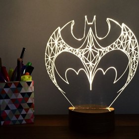 Resim BY-LAMP Batman Led Masa Lambası Ahşap Taban 7 Farklı Işık Renkli Hediye Dekoratif Aydınlatma 
