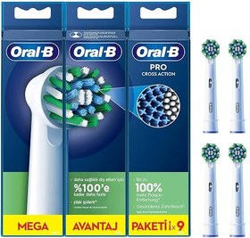 Resim Oral-B Cross Action Şarjlı Diş Fırçası Yedek Başlığı 9 Adet 