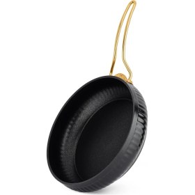 Resim Lines 7 Parça Altın Metal Kulplu Tam Siyah Granit Güveç Tencere Seti 