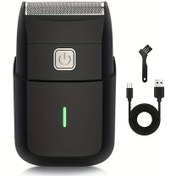 Resim Challenger Siyah Erkekler İcin Sarj Edilebilir Alüminyum Folyo Tras Makinesi Sökülebilir Bıçak Kapağı Yüzen Başlık Tasarımı Usb Portatif Seyahat Hediye Babalar Günü 