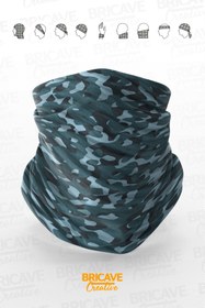 Resim Bricave Mavi Kamuflaj Desenli Motosiklet Bandana Boyunluk Maske 