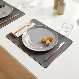 Resim Ocean Home Textile 2'li Gri Renk Deri Amerikan Servis 40 x 30 cm 