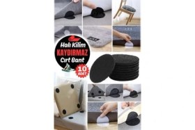 Resim Gaggani 10 Adet Halı Kaydırmaz Bant Cırtcırt Güçlü Kendinden Yapışkanlı Halı Sabitleme Bandı - 10 Adet Siyah 