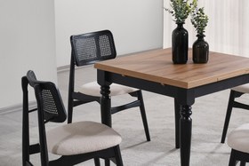Resim VERA ÇİZİLMEZ AÇILIR MASA TAKIMI, CEVİZ SİYAH, 80X80 