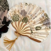Resim 1 adet Vintage Esinli Çin Su Temizleme Katlanır Fan, Bambu Çerçeve ve El Boya Peyzaj Tasarımı ile, Hanfu Gezileri ve Yaz Soğutması için Mükemmel, Tradisyonel Çin Dekoru 
